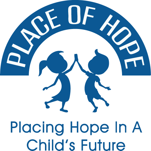 Logo of Place of Hope with children icons and hopeful message.